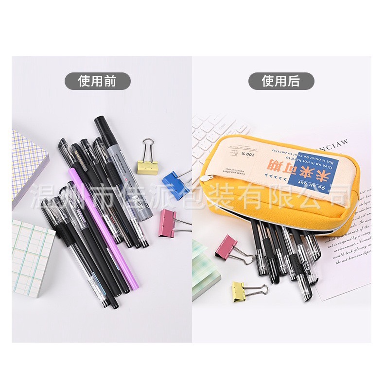 Túi Đựng Bút Bằng Vải Canvas Cỡ Lớn Thiết Kế Giản Dị Dành Cho Học Sinh