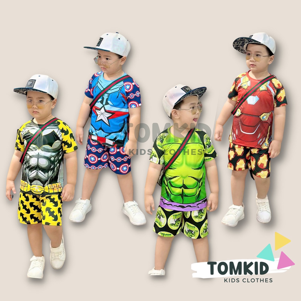 Đồ bộ bé trai bộ cộc tay cho bé chất liệu thun lạnh siêu NHÂN, SIÊU anh hùng 10-42Kg