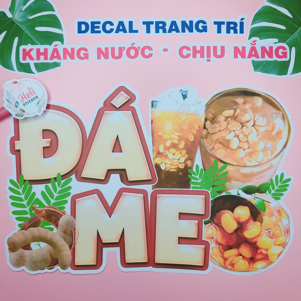 Decal Trang Trí Quán ĐÁ ME Loại 1 ✨ Hình Dán Decor Quán Trà Sữa, Cà Phê - Sticker Kháng Nước, Chịu Nắng, Cắt Sẵn.