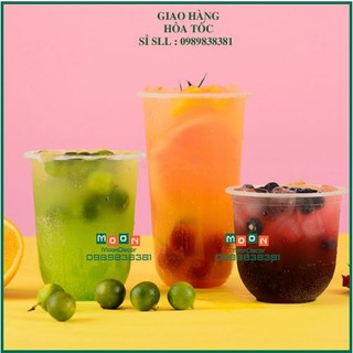 50 cốc nhựa đáy tròn chữ U đựng trà sữa 360ml 500ml 700ml không nắp