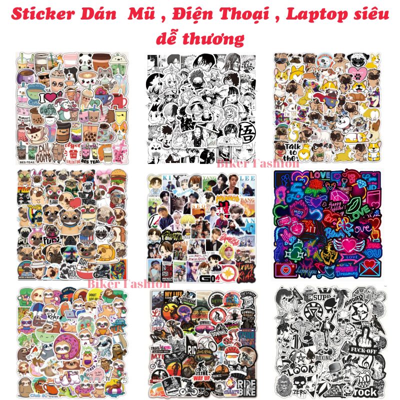 Sticker Chống Nước Giá Rẻ - Hình Dán Sticker Chất Liệu Decal Cắt Sẵn Dán Mũ Bảo Hiểm, Điện Thoại, Laptop, Vali
