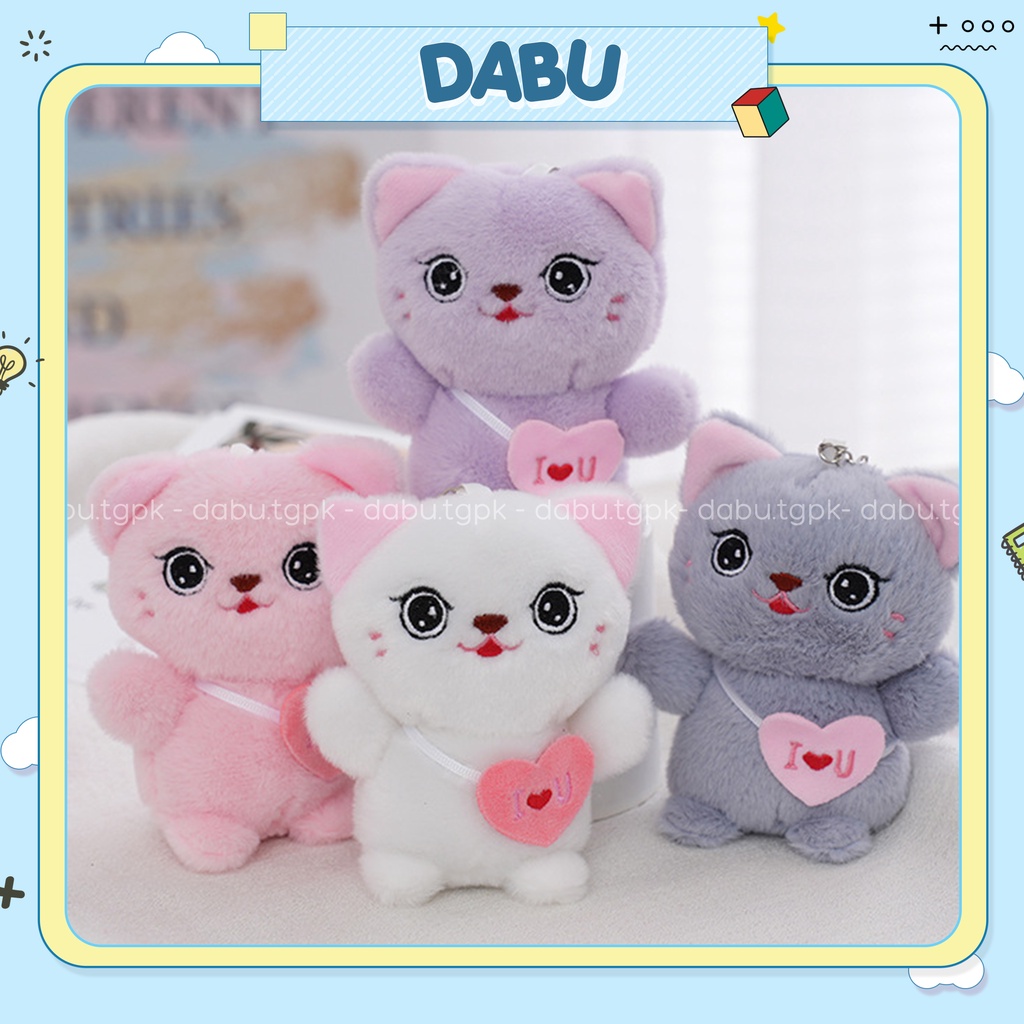Móc khóa bông DABU hình bé mèo i love you siêu dễ thương
