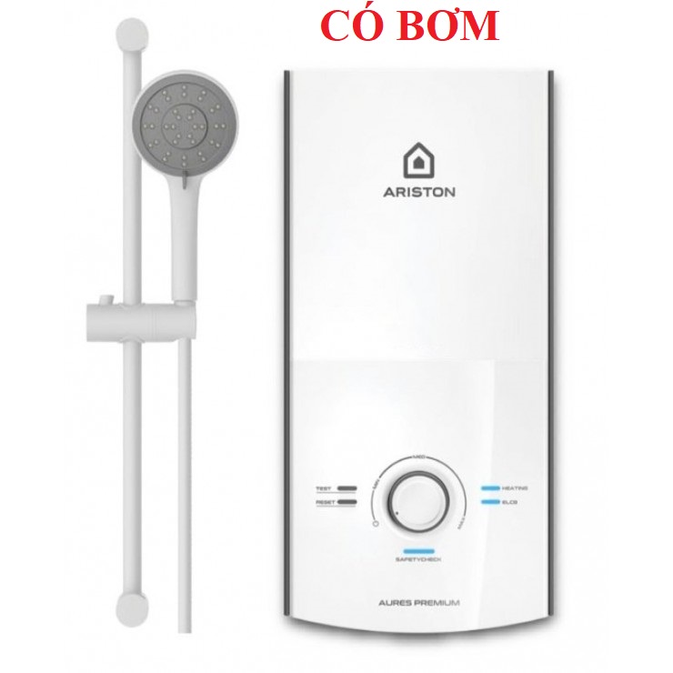 Máy nước nóng trực tiếp ariston có bơm Aures Premium 4.5P Ivory / không bơm Aures Premium 4.5, tặng 