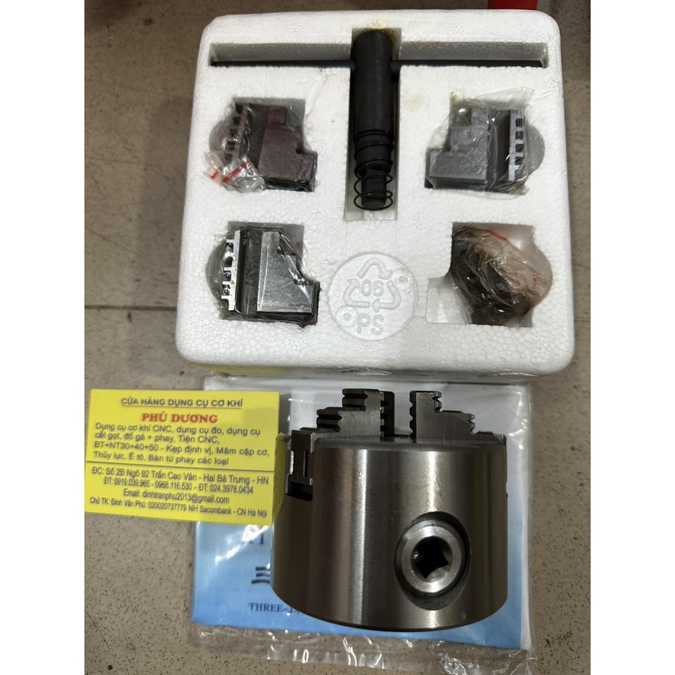 Mâm cặp 3 chấu máy tiện phi 100mm