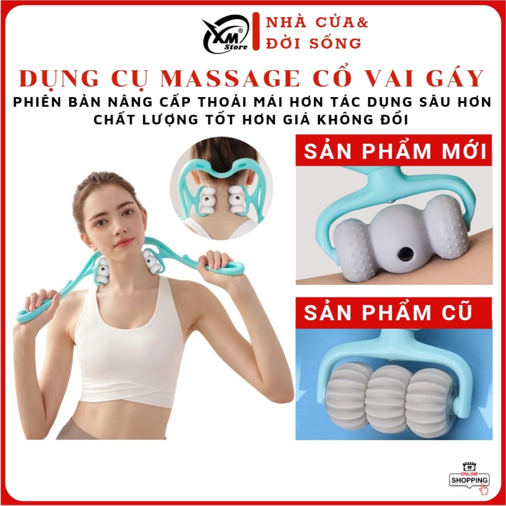 Dụng cụ massage Cổ Vai Gáy 6 Bi (MODEL NÂNG CẤP 2023), giảm đau mỏi đốt sống cổ,đau mỏi vai gáy.(XM_STORE))