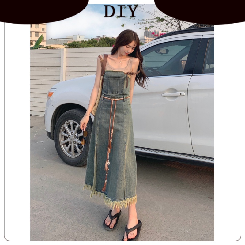 Váy yếm jean dài nữ phong cách Hàn Ulzzang - Điểm nhấn cổ điển cho trang phục nữ