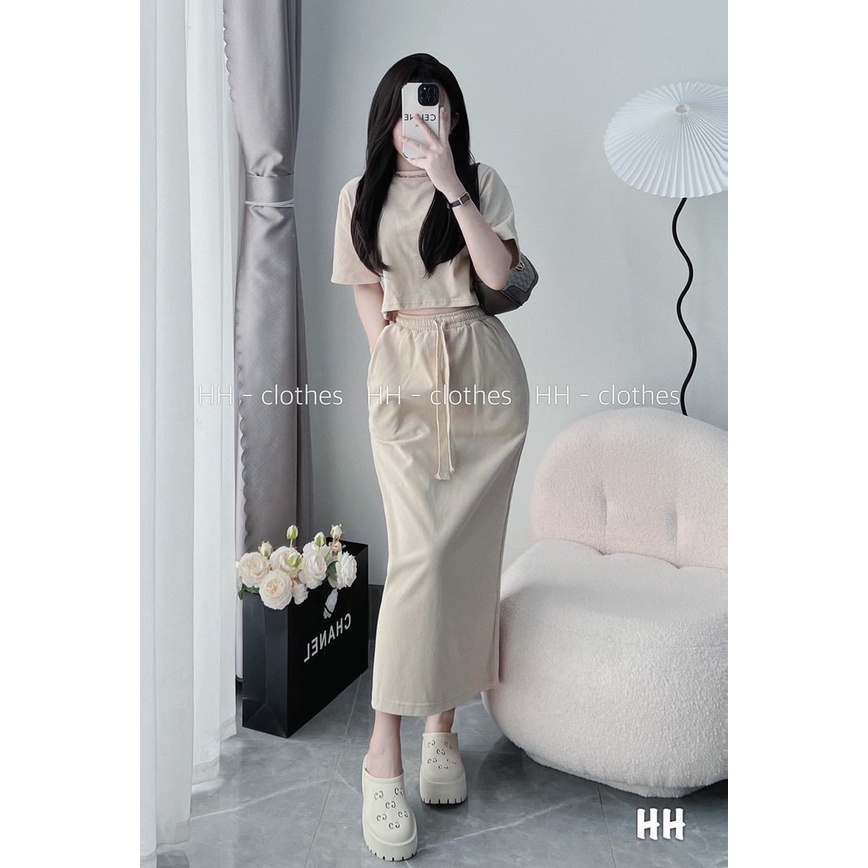 Set váy trơn dáng dài