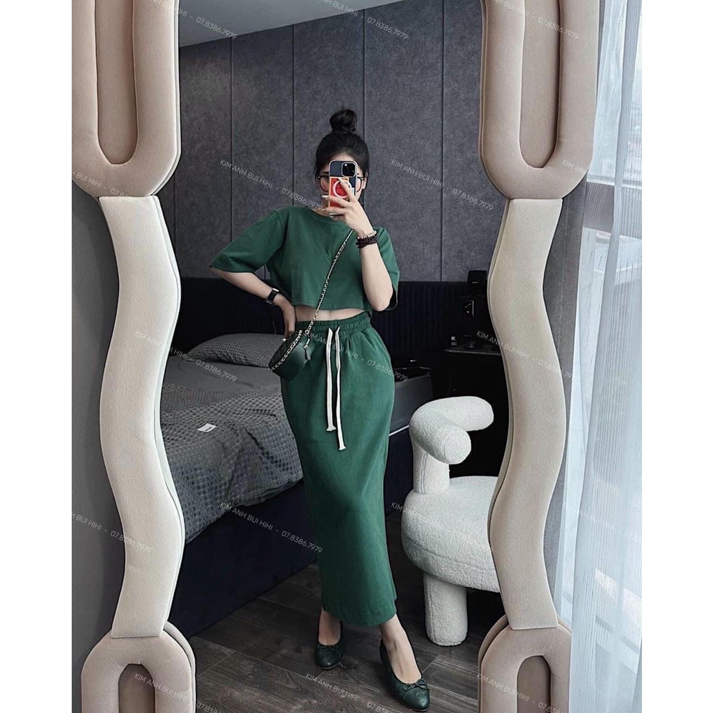 Set váy trơn dáng dài