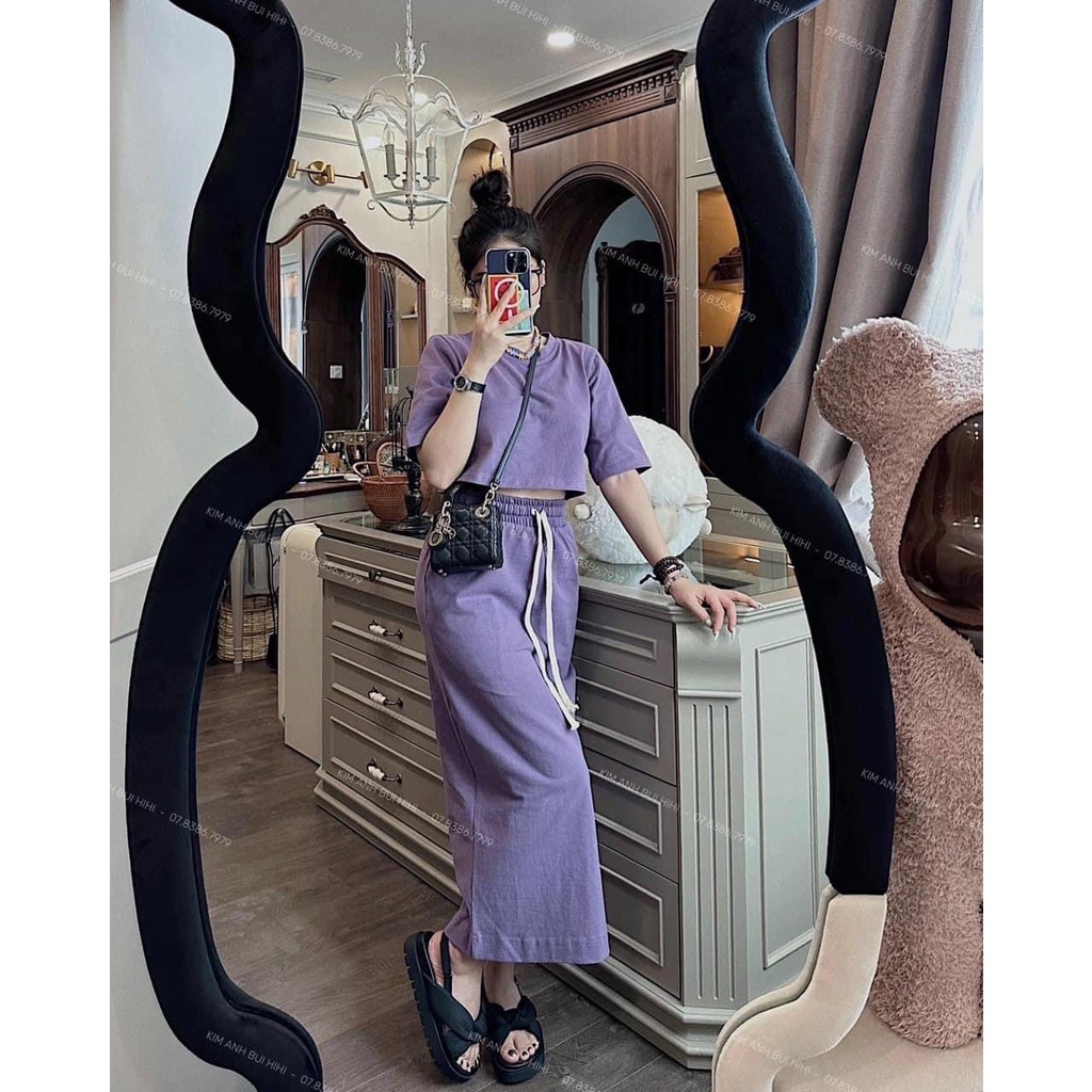 Set váy trơn dáng dài