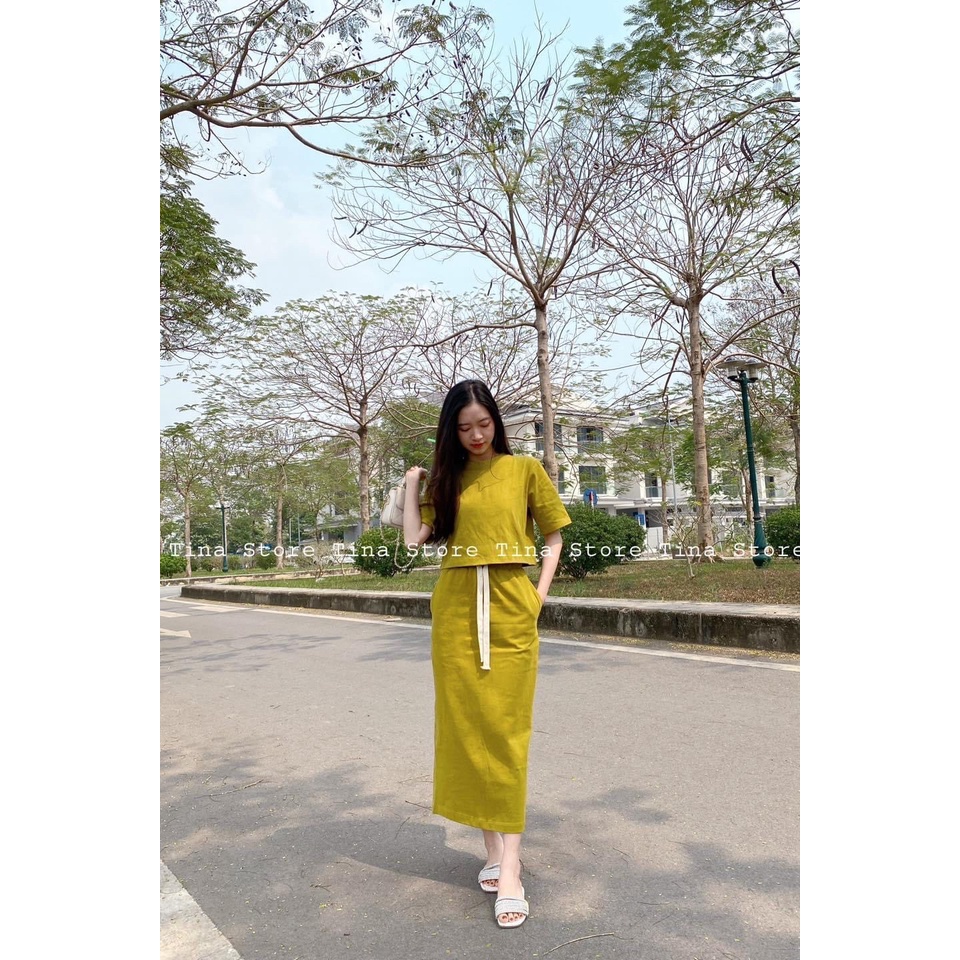 Set váy trơn dáng dài