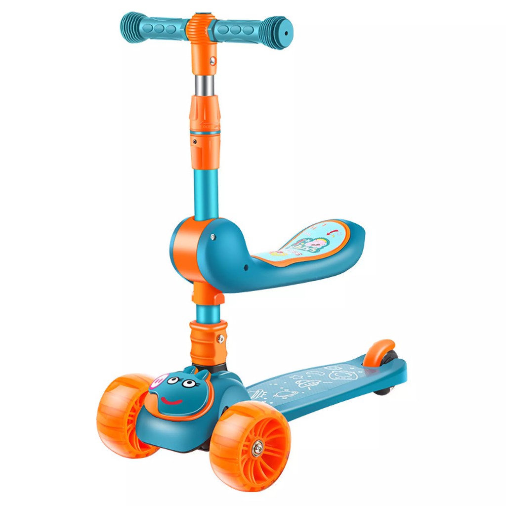 Xe trượt Scoter 3 bánh đa năng có đèn led phát sáng, có nhạc và ghế ngồi cho trẻ em - Xe thăng bằng có nhạc dành cho bé
