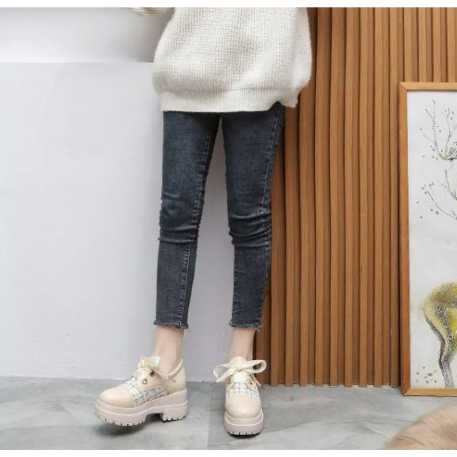 Giày LOLITA Nữ Dế Cao 6 Phân Bánh Mì Nhật Bản