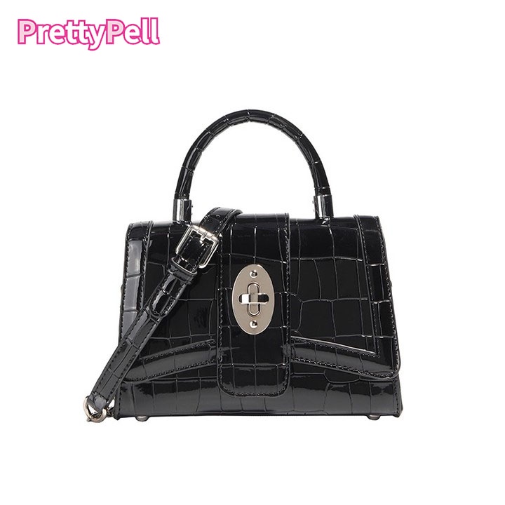 PrettyPell / Chất Lượng Cao Túi Xách Da Bóng Đeo Vai Phối Dây Xích Thời Trang Đi Xe Máy Cho Nữ