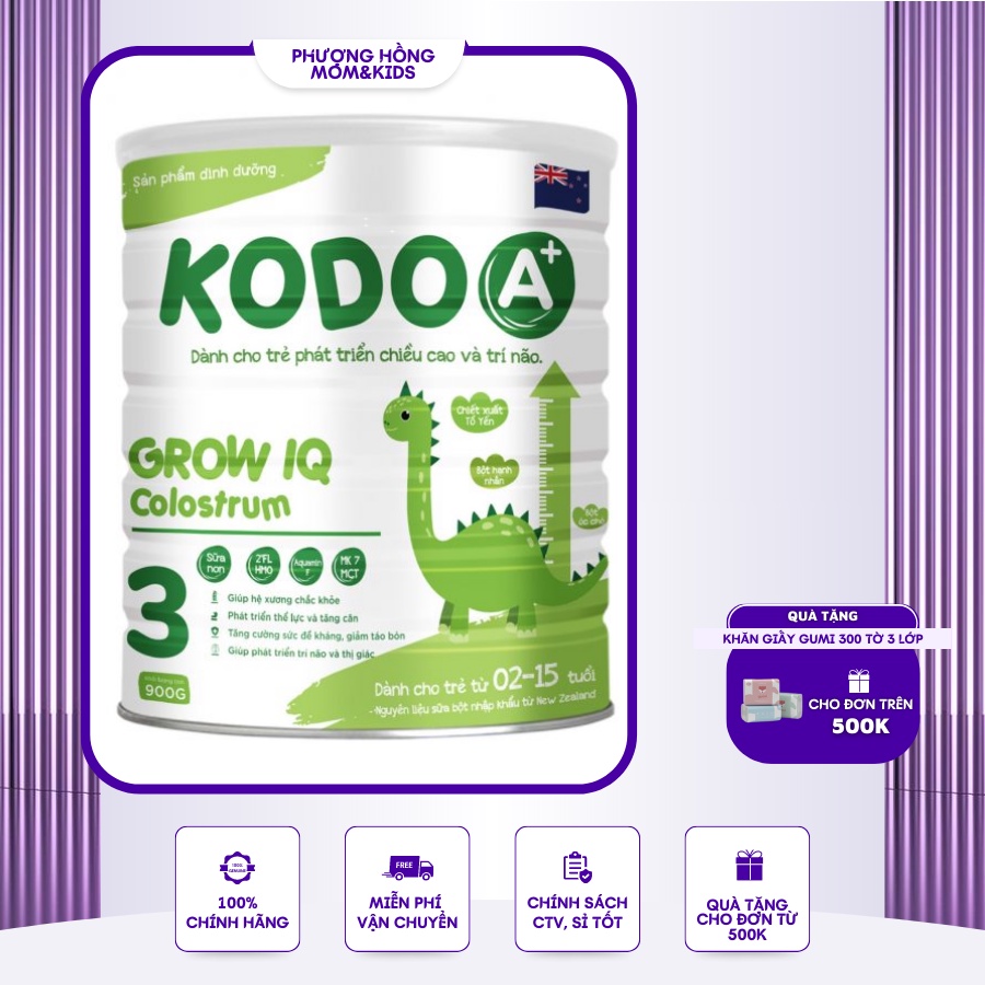 Sữa KODO A+ GROW IQ COLOSTRUM  giúp trẻ phát triển chiều cao và trí não 900gr DATE 10/2024