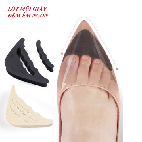 Cặp lót mũi giày cao su non đệm êm ngón chân, giúp giảm size giày rộng - chống tuột gót chân PK007