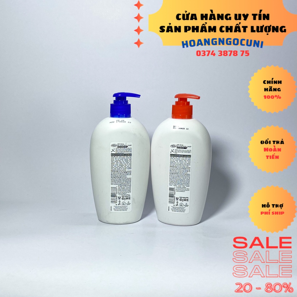 Nước rửa tay Lifebuoy chai lớn 450g đỏ bảo vệ vượt trội / xanh dưỡng ẩm da / vàng cho nhà làm bếp chính hãng
