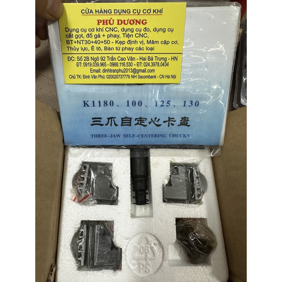 Mâm cặp 3 chấu máy tiện phi 100mm