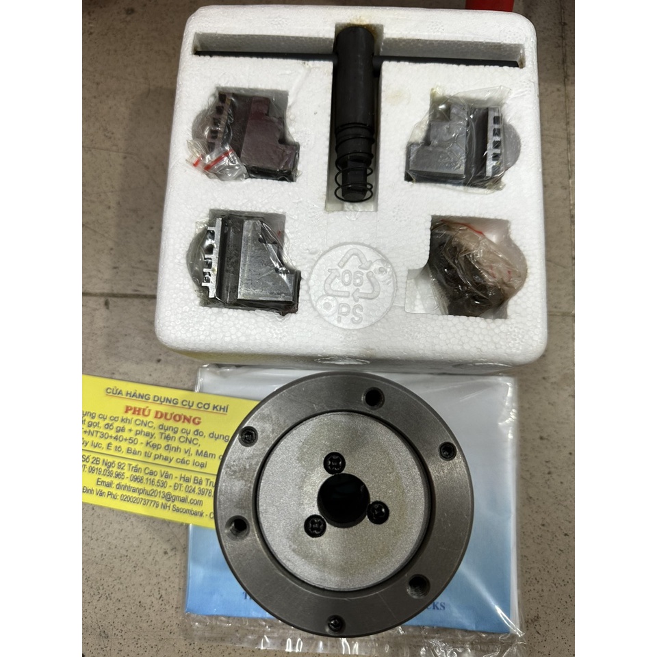 Mâm cặp 3 chấu máy tiện phi 100mm
