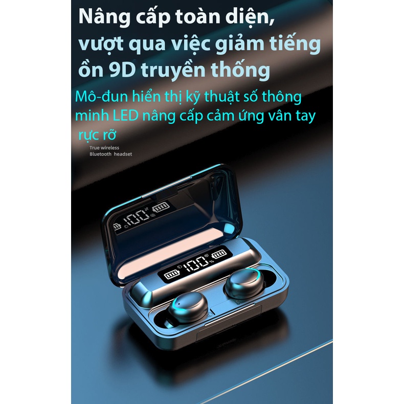 Tai nghe Bluetooth AMOI F9 TWS 5.0 bản QUỐC TẾ NÂNG CẤP không dây cảm ứng chống nước IPX5, chống ồn tích hợp sạc dự phòn