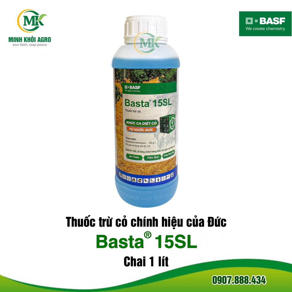 Thuốc trừ cỏ Basta 15SL - Chai 1 lít | Diện mạo mới, SP chính hiệu của CHLB Đức
