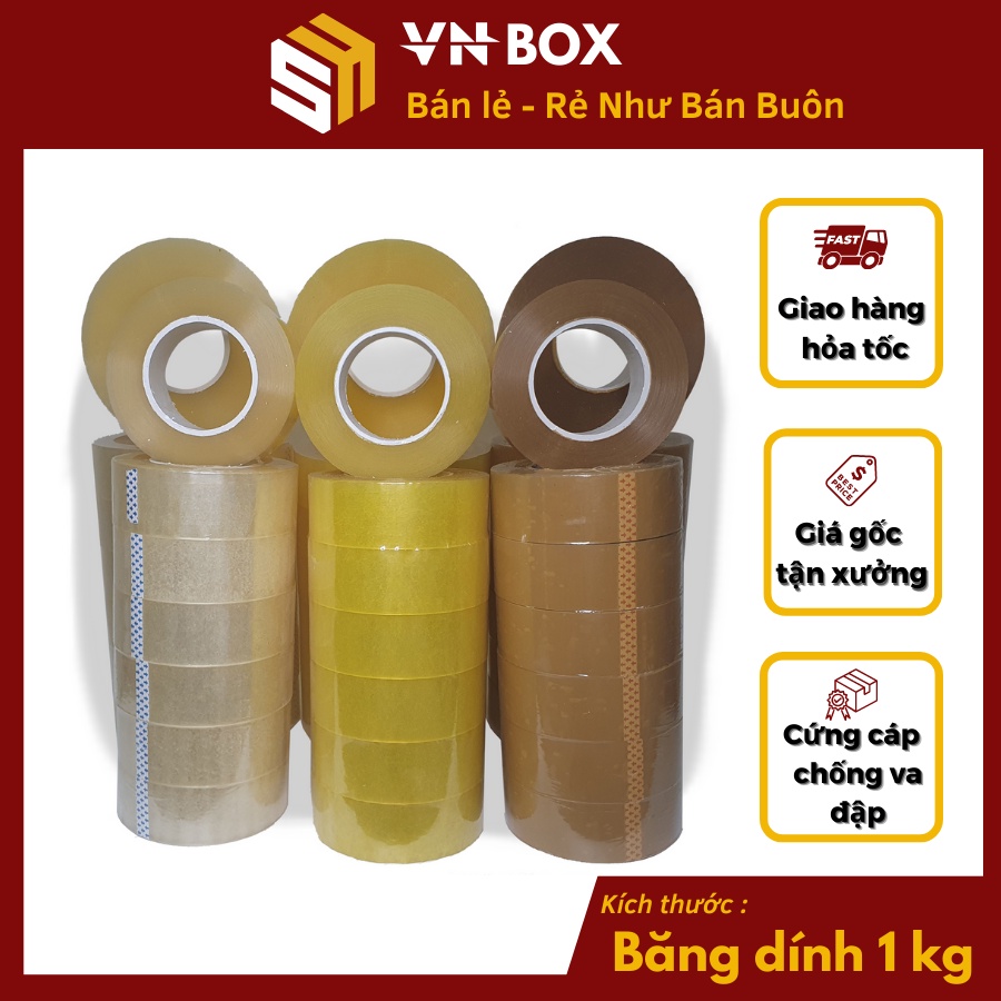 Băng dính 1kg lõi mỏng băng keo gói hàng trong suốt lõi thạch cao (1 cuộn)