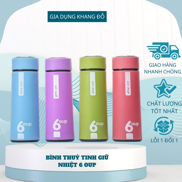 Bình giữ nhiệt thuỷ tinh - Bình nước giữ nhiệt 6 OUP nõi thuỷ tinh nắp inox 450ml