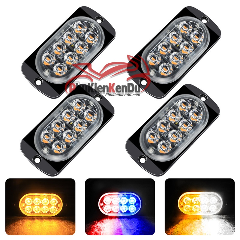 Đèn police chớp xanh đỏ 8 Led cao cấp 16 chế độ nháy cảnh sát vỏ nhôm CNC 12V-24V - DXZ