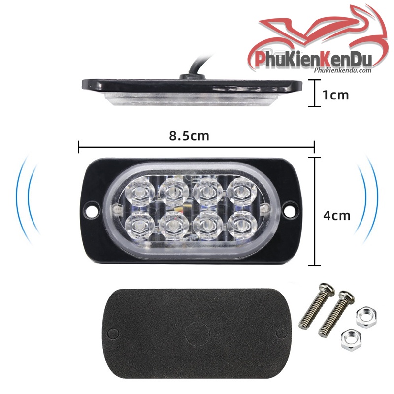 Đèn police chớp xanh đỏ 8 Led cao cấp 16 chế độ nháy cảnh sát vỏ nhôm CNC 12V-24V - DXZ