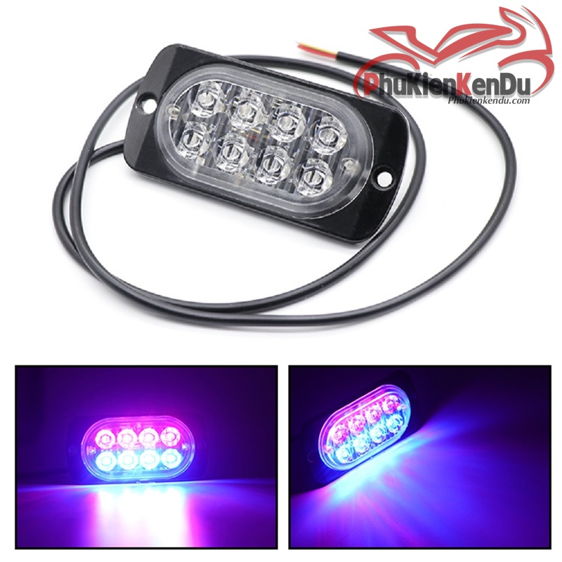 Đèn police chớp xanh đỏ 8 Led cao cấp 16 chế độ nháy cảnh sát vỏ nhôm CNC 12V-24V - DXZ