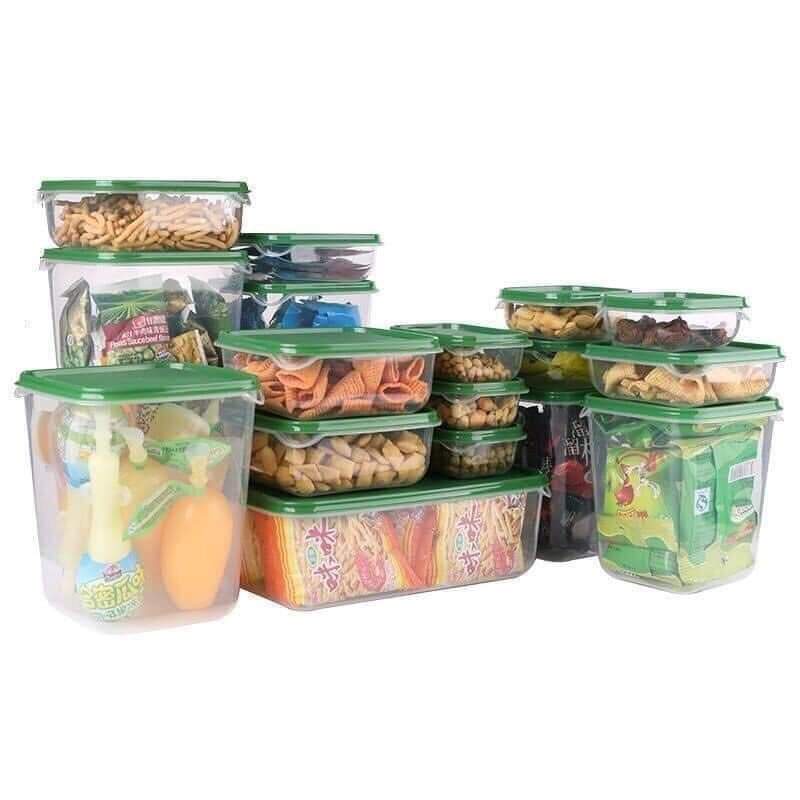 BỘ HỘP NHỰA ĐỰNG THỨC ĂN 17 CHI TIẾT, Hộp Nhựa Đựng Thực Phẩm Bảo Quản HTP02