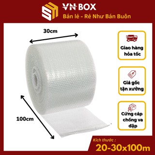 Cuộn Bong Bóng Khí Chống Sốc 100m Xốp Nổ Chống Sốc Bọc Hàng 20cmx100m và 30cmx100m Giá Rẻ - VN BOX