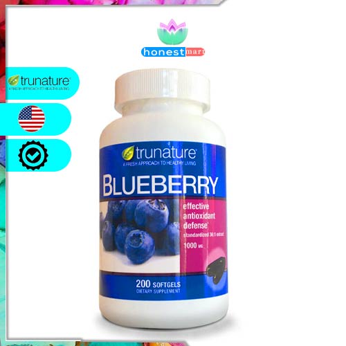 Chống oxy hóa từ trái Việt Quất trunature Blueberry Extract 1000mg 200 viên