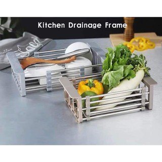 KỆ CO GIÃN ĐẶT NGANG BỒN RỬA BÁT LOẠI TO NHẤT, Kệ INOX Đựng Rau Củ siêu tiện lợi KE28