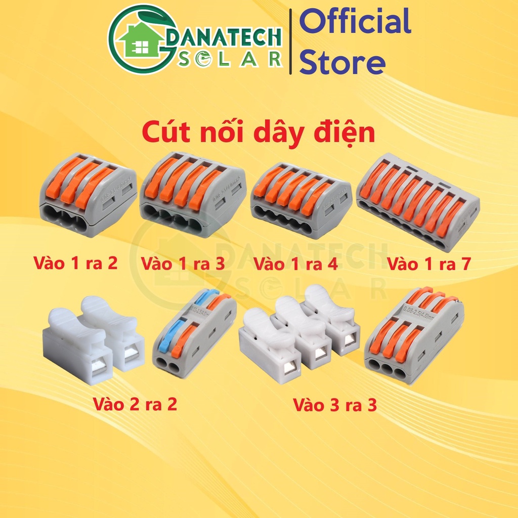 Cút nối dây điện nhanh, nhựa chống cháy cao cấp, điện áp 220V - 600V, Vào 1 ra 1 đến ra 7, vào 2 ra 2, vào 3 ra 3