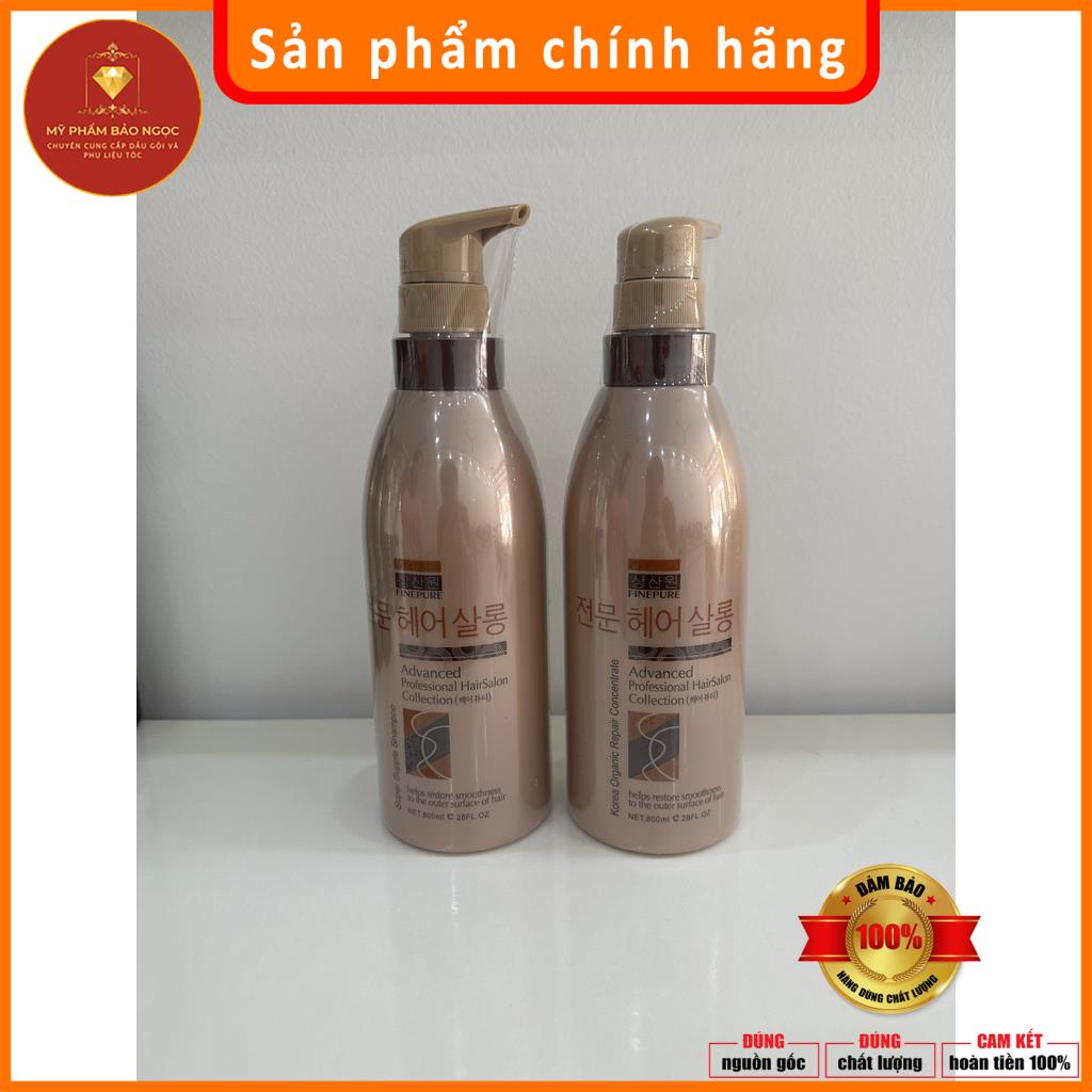 Dầu Gội Xả FinePure Korea Organic Repair 800ml Siêu Mượt CHÍNH HÃNG