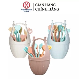 Bộ 10 dĩa xiên hoa quả kèm lọ đựng nhựa Việt Nhật 3399. Hàng Việt Nam xuất khẩu
