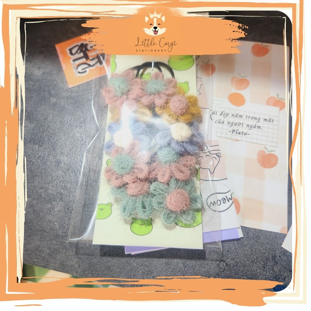 Set 5 cột tóc không đau scrunchies loại nhỏ hoạt hình, trái cây cho bé xinh xắn phong cách Hàn Quốc