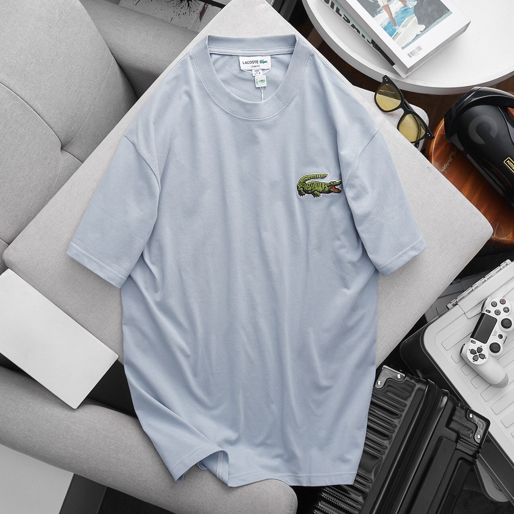 Áo Thun Lacoste Unisex Nam Nữ In Logo Cá Sấu Cực Đẹp, Áo Thu Chất Ctton 100% Cao Cấp, Vải Co Giãn, Mềm Mịn