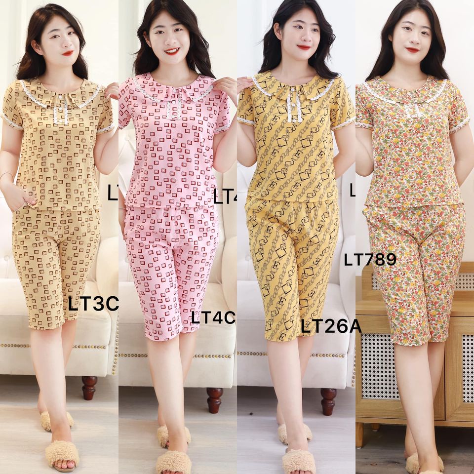 Bộ quần áo ngủ nữ lửng chất lụa mềm mịn mát