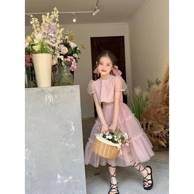 Rập Giấy KR104 - Set áo croptop & váy tầng công chúa
