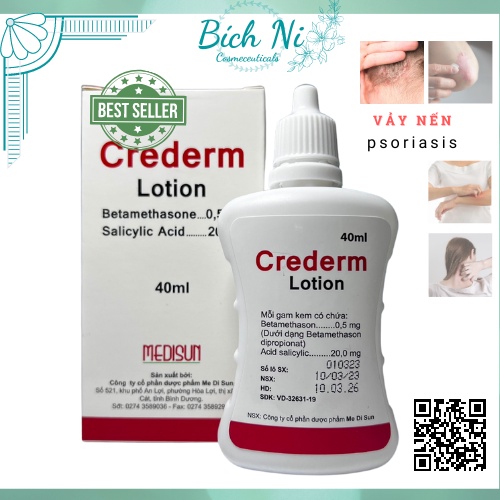 Kem dưỡng Crederm lotion 40ml cùng công thức Beprosalic lotion - Chăm sóc da Chàm, Vảy nến, Nấm da đầu.