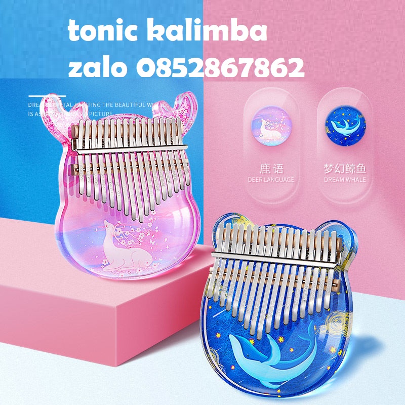 Miễn phí vận chuyển ĐÀN KALIMBA TRONG SUỐT PHA LÊ 17 PHÍM 21 PHÍM CAO CẤP SIÊU CUTE QUÀ TẶNG BẠN GÁI THUMP PIANO CẦM TAY