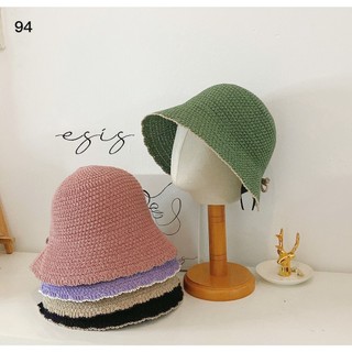 Mũ cói mềm nữ cao cấp, nón cói vành rộng cột dây nơ phía sau nón phong cách hàn quốc esis