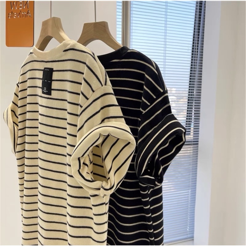 ÁO THUN COTTON TAY LỠ KẺ SỌC FORM RỘNG UNISEX ULZZANG NAM NỮ