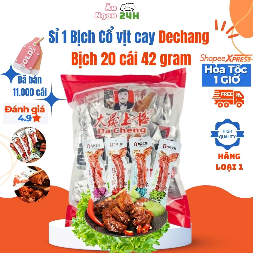 1 Bịch 20 Chiếc Cổ Vịt Cay Dài Dacheng 42gr Nhiều Vị