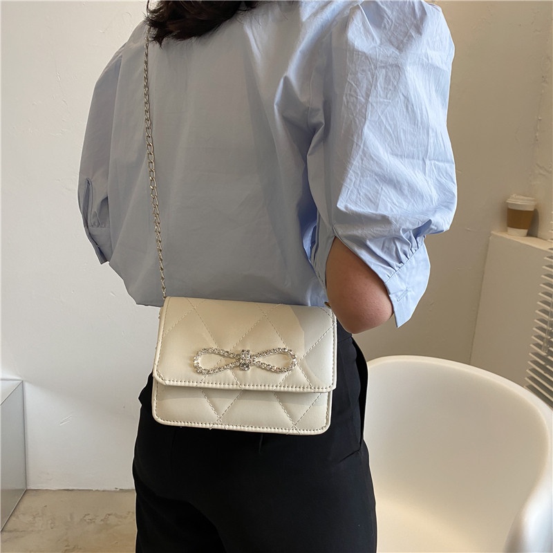 Túi xách nữ đeo chéo đeo vai đính nơ đá thời trang 518