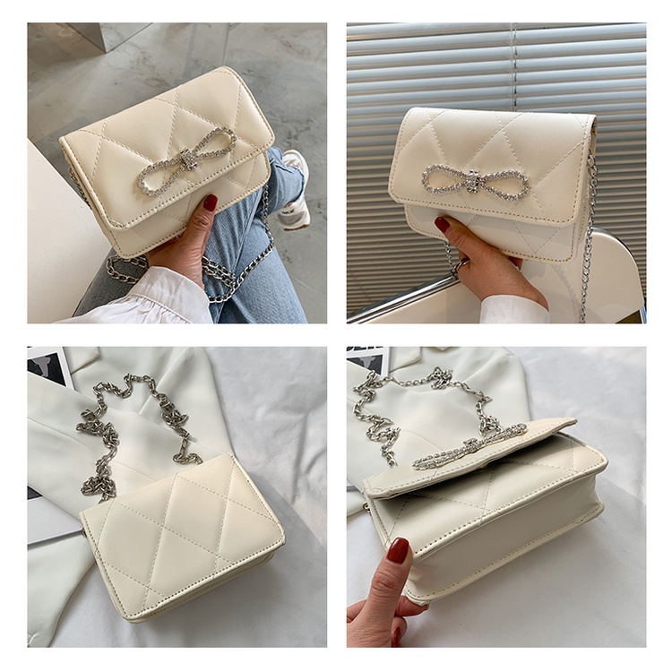 Túi xách nữ đeo chéo đeo vai đính nơ đá thời trang 518