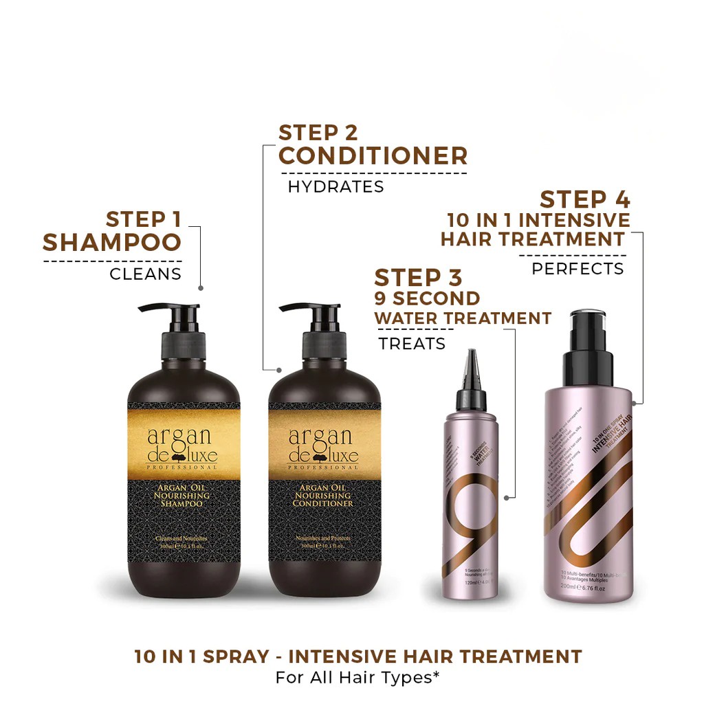 Xịt dưỡng 10 tác dụng trong 1 Argan Deluxe 10 IN ONE Spray Intensive Hair Treatment 200ml