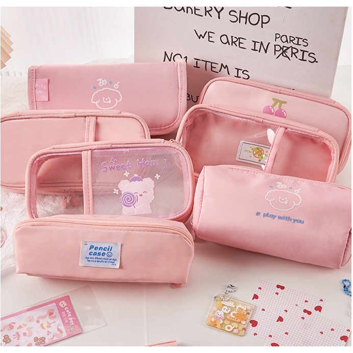 Túi bút màu hồng nhiều kiểu