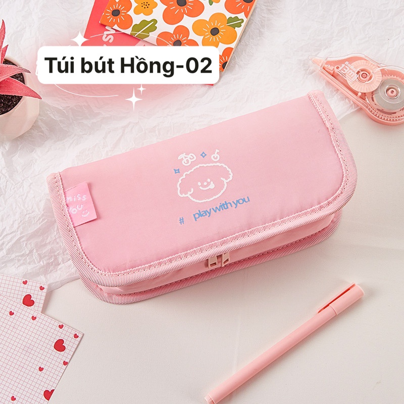 Túi bút màu hồng nhiều kiểu